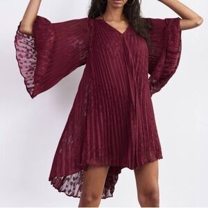 Anthropologie Toulon Pleated Mini Dress- Holidays Christmas Party Bohemian-Small